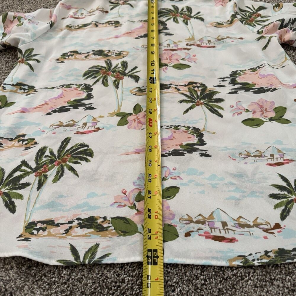 LC LAUREN CONRAD Tropical Floral Hawaiian Blouse Top Pocket Women’s Size Medium - Picture 8 of 8